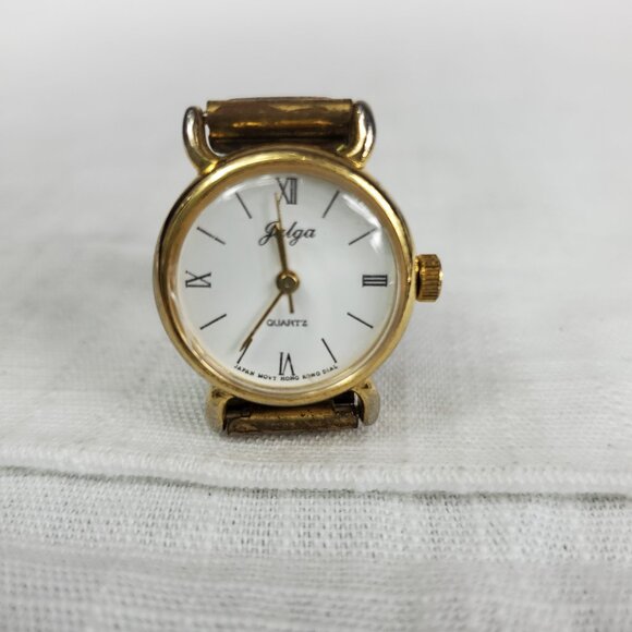 Vintage Jalga Finger Ring Watch Unique Rare Gold Tone - Picture 6 of 7